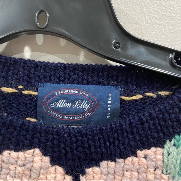 Allen Solly Vintage Wool Ornament Navy Sweater - Picture 2 of 11